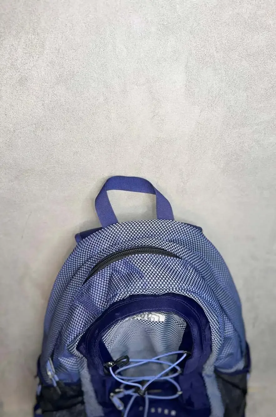 The North Face Jester Backpack Blue White Checkered Bungee Hiking School